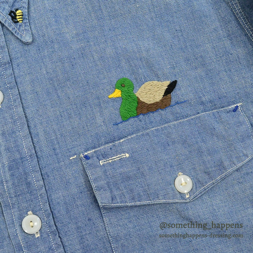 1950's SUPER PIONEER EMBROIDERY ALL COTTON CHAMBRAY SHIRT ... 16