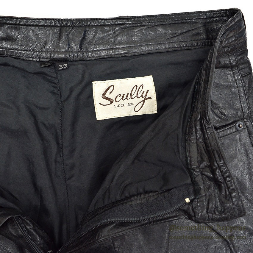1970's~ SCULLY BLACK LEATHER PANTS...W33/L29