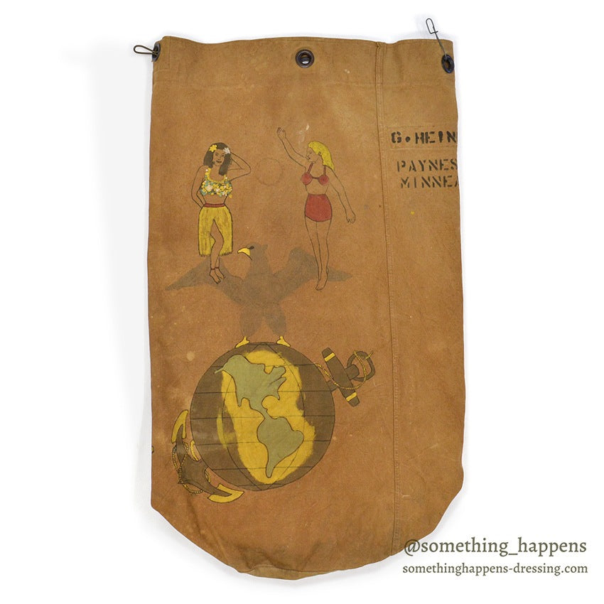 1940's U.S.M.C. WW2 ORIGINAL HAND PAINTED DUFFEL SEABAG ...
