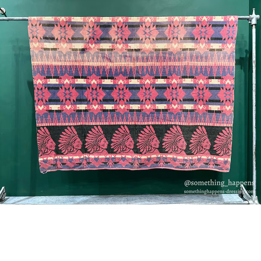 ~1950's BEACON INDIAN HEAD COTTON CAMP BLANKET ... 170cm/165cm