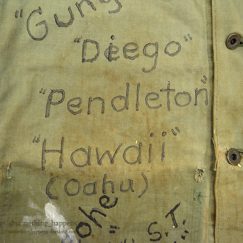 1940's~ U.S.M.C. P-41 MEMORABILIA HAND DROWING HBT UTILITY COAT CUT OFF ...