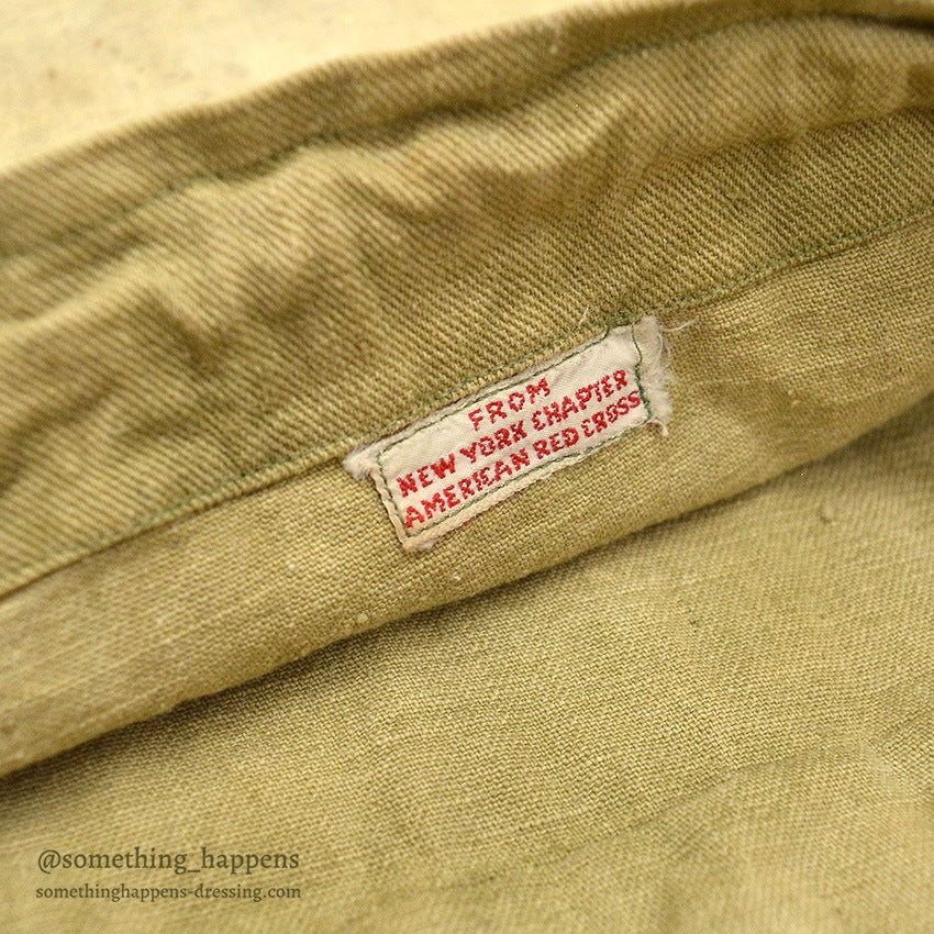 ~1940's AMERICAN RED CROSS BROWN COTTON TWILL APRON DITTY BAG...