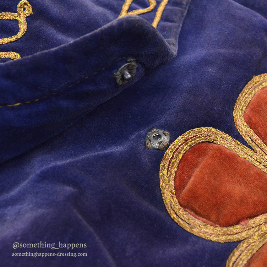 1950's~ KHYBER HAND MADE EMBROIDERED BLUE VELVET SHOULDER BAG...