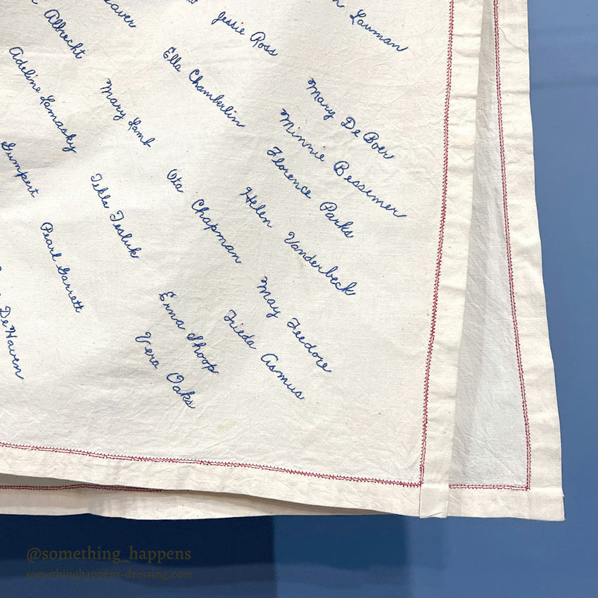 ANTIQUE WOMEN'S CLUB OVER 200 SIGNATURES EMBROIDERY CLOTH UNUSED...