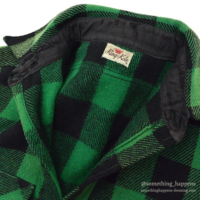 1950's KING KOLE GREEN/BLACK WOOL SHIRT UNUSUAL...
