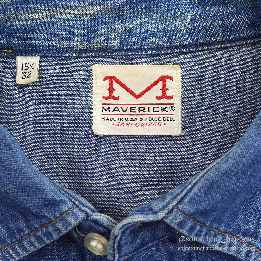 1960's~ MAVERICK DENIM WESTERN SHIRT... 15 1/2