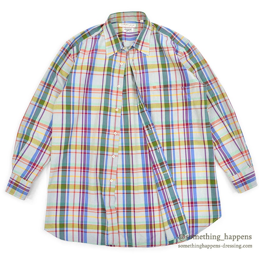 ~1980's CUZZENS PLAID COTTON DRESS SHIRT MADE IN IATLY 2 ... L