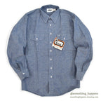 1970's DEADSTOCK WOOLRICH ALL COTTON CHAMBRAY SHIRT ORANGE SELVEDGE ... M