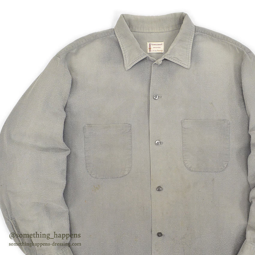 1960's TOWNCRAFT PENNEYS PLAIN LIGHT GRAY FLANNEL SHIRT ... L