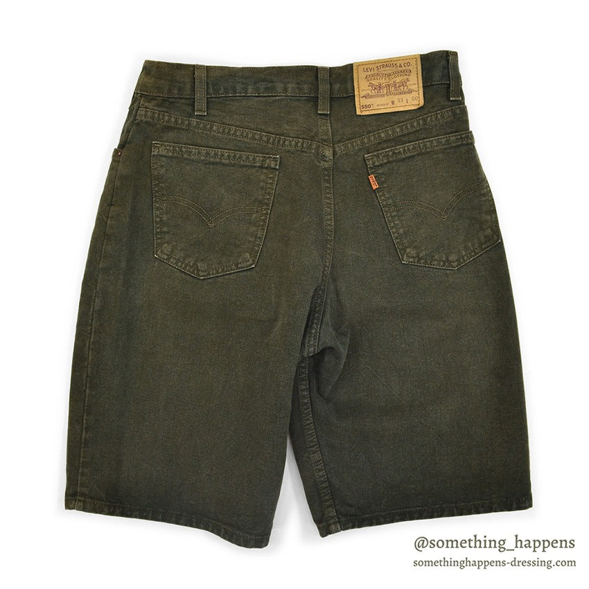 1990's Levi's 550 MOSS GREEN DENIM SHORTS... W33/L00