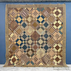 ANTIQUE PRIMITIVE FOLK ART PATCHWORK QUILT... 228cm/228cm