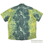 1950's KAMEHAMEHA LEAF PATTERN NYLON ALOHA SHIRT ... L