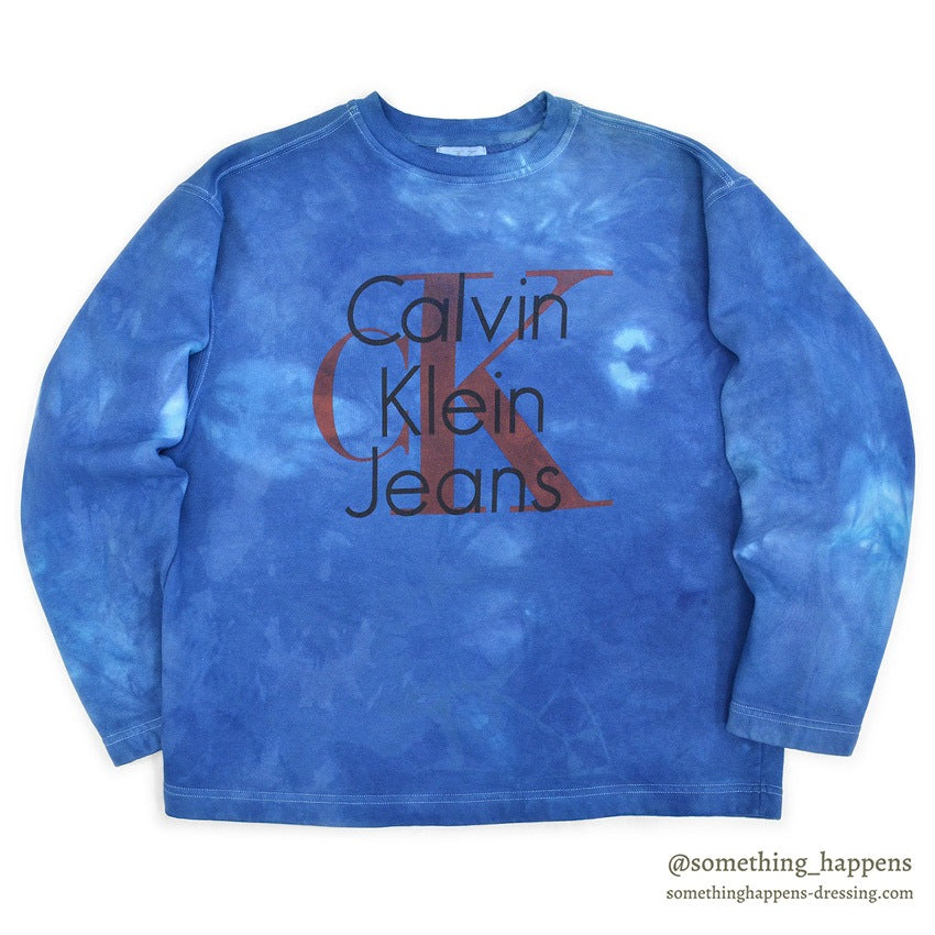 1990's CALVIN KLEIN JEANS BLUE OVERDYED SWEAT SHIRT...L