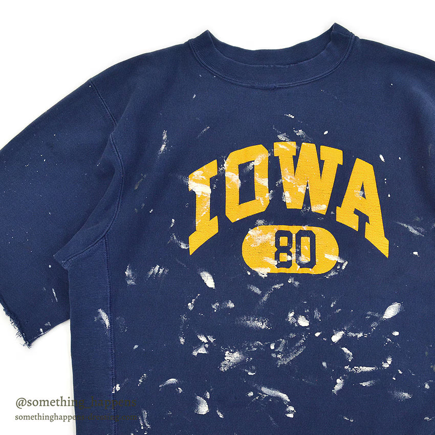 1980's CHAMPION IOWA REVERSE WEAVE SWEAT SHIRT NAVY CHOPPED...