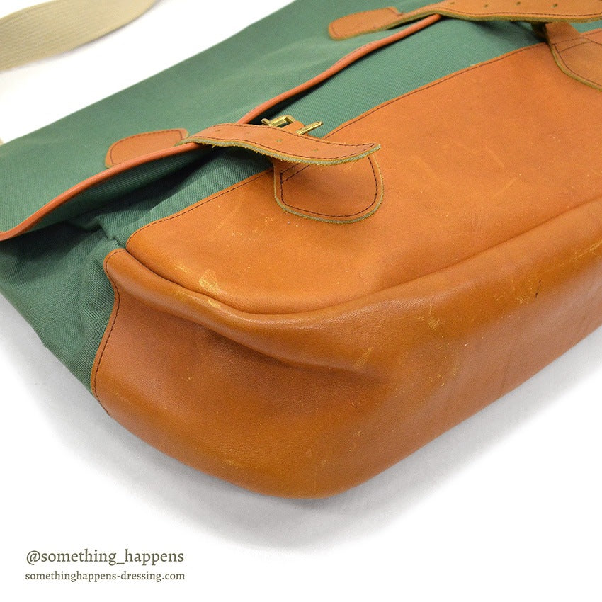 1960's DEADSTOCK LLBEAN HEAVY DUTY HAVERSACK / GREEN...