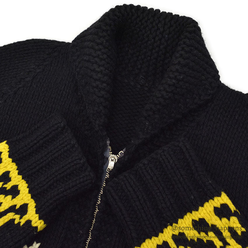 1950's OLD BLACK COWICHAN SWEATER DUCKS AND FLOWERS...