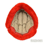 1960's EDDIE BAUER MOUTON FUR DOWN HAT / HUNTER'S RED...XL