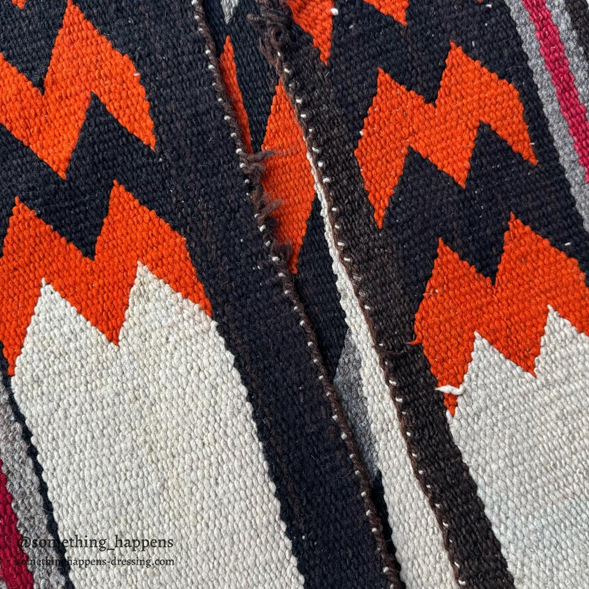 c.1940's NAVAJO RUG UNUSUAL ZIGZAG AND STRIPED PATTERN ... 153cm/82cm