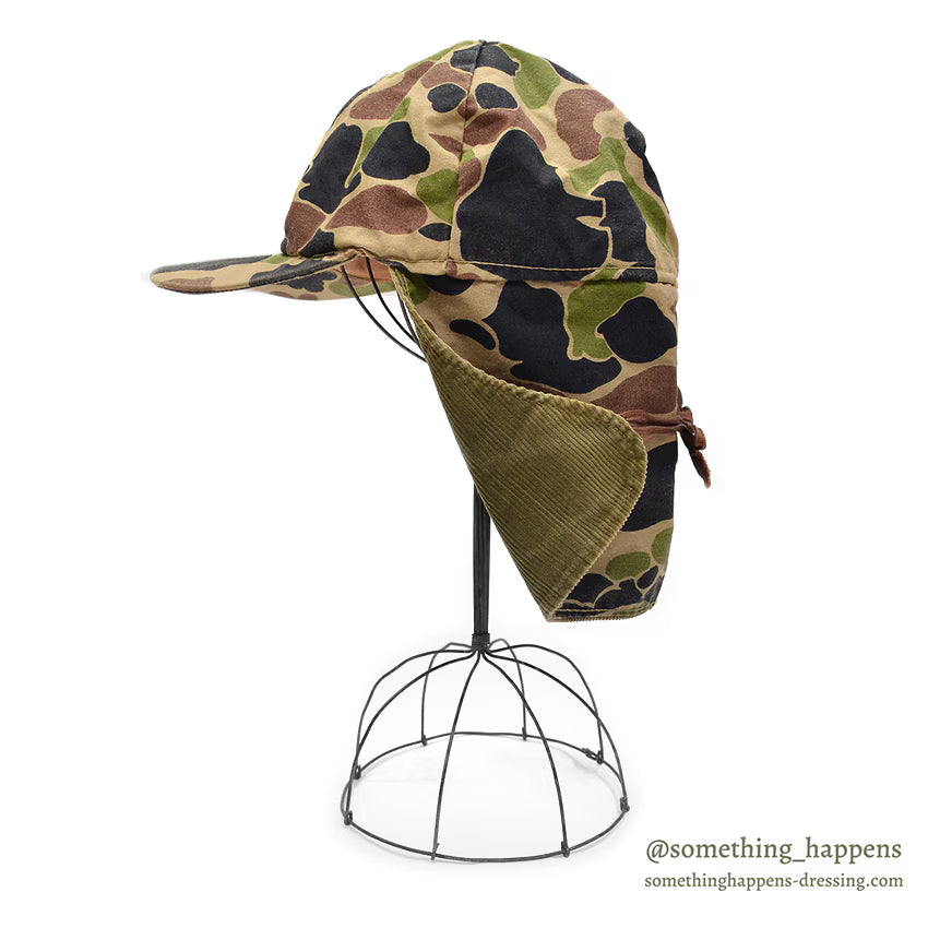 1960's LLBEAN DUCK HUNTER CAMO HUNTING CAP WITH NECK FLAP...