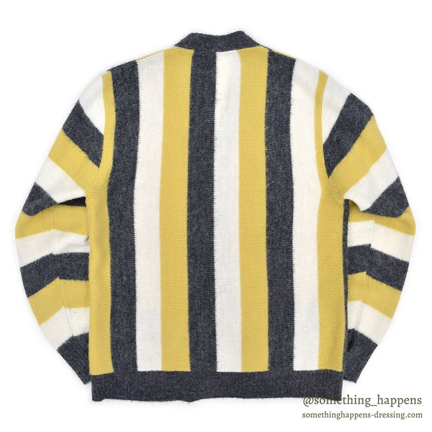 1960's STRIPED YELLOW/WHITE/GRAY KNIT CARDIGAN ...