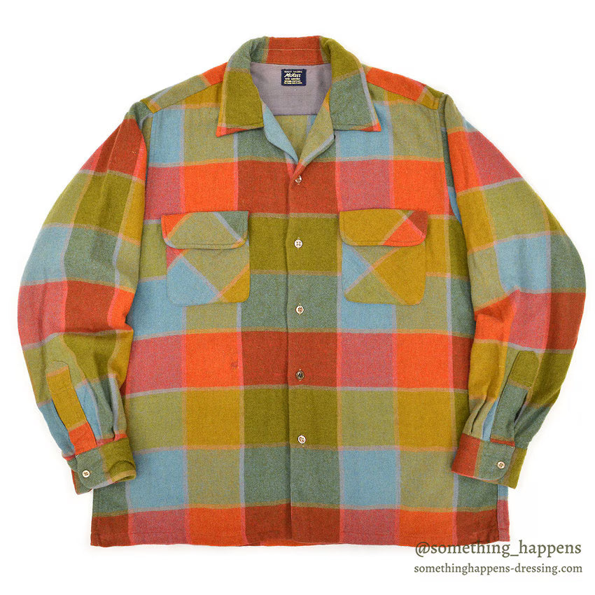 ~1960's Mckey's BLOCK PLAID WOOL SHIRT...