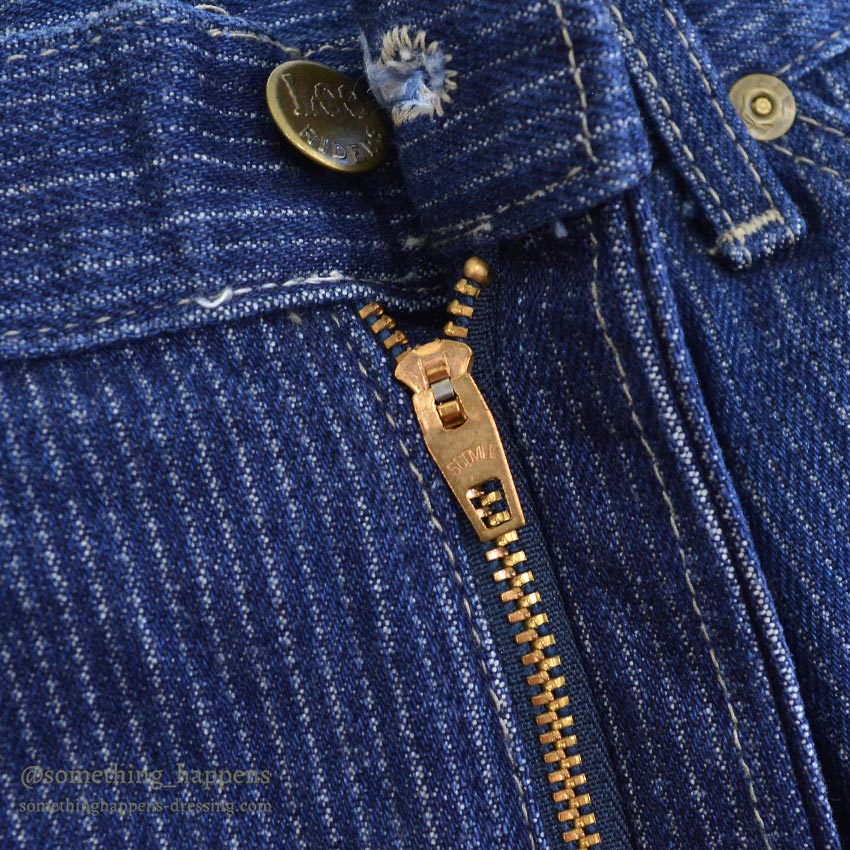 1980's Lee 203 STRIPE DENIM PANTS / TRIM FIT ... W34/L36