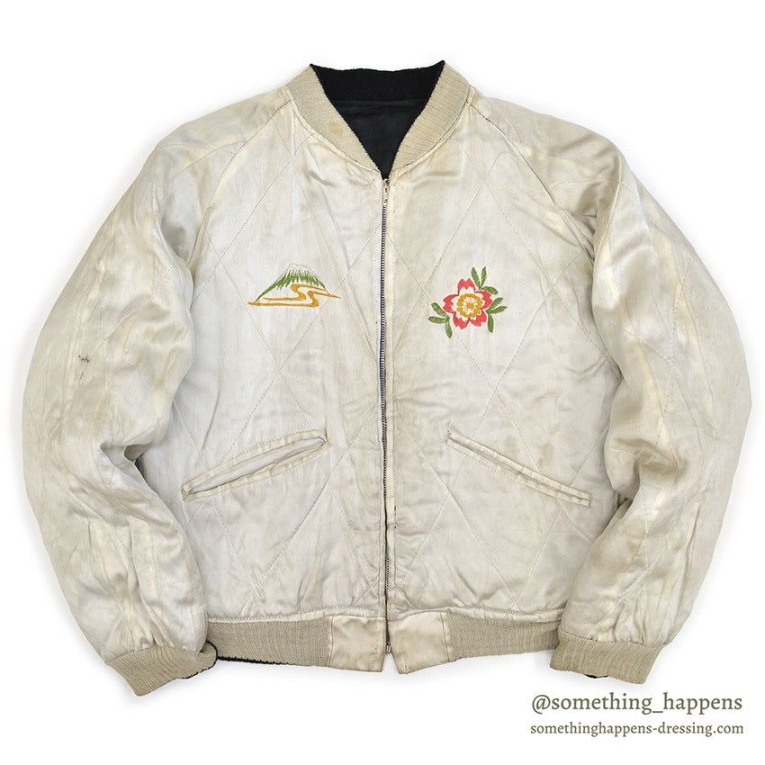 1950's JAPAN SOUVENIR JACKET スカジャン ALL BLACK TTSジッパー ...