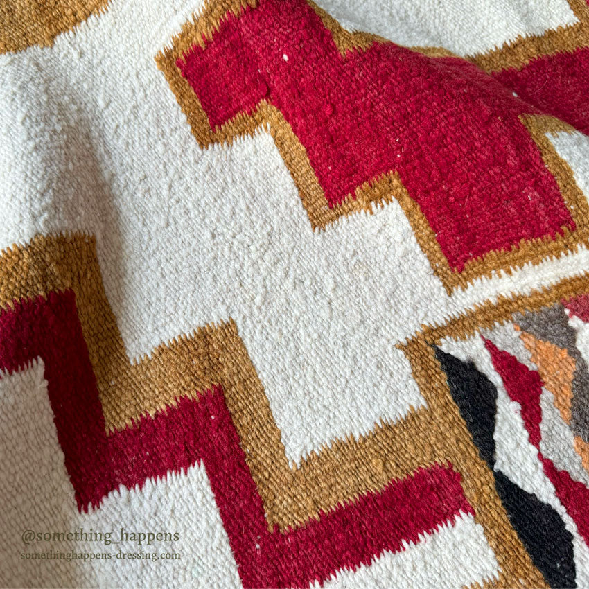 c.1940's NAVAJO RUG / RARE PATTERN / SMALL RUG IN RUG ... 128cm/74cm
