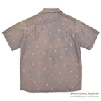 1950's GRAY/PINK JOCKEY PRINT S/S SHIRT ... M