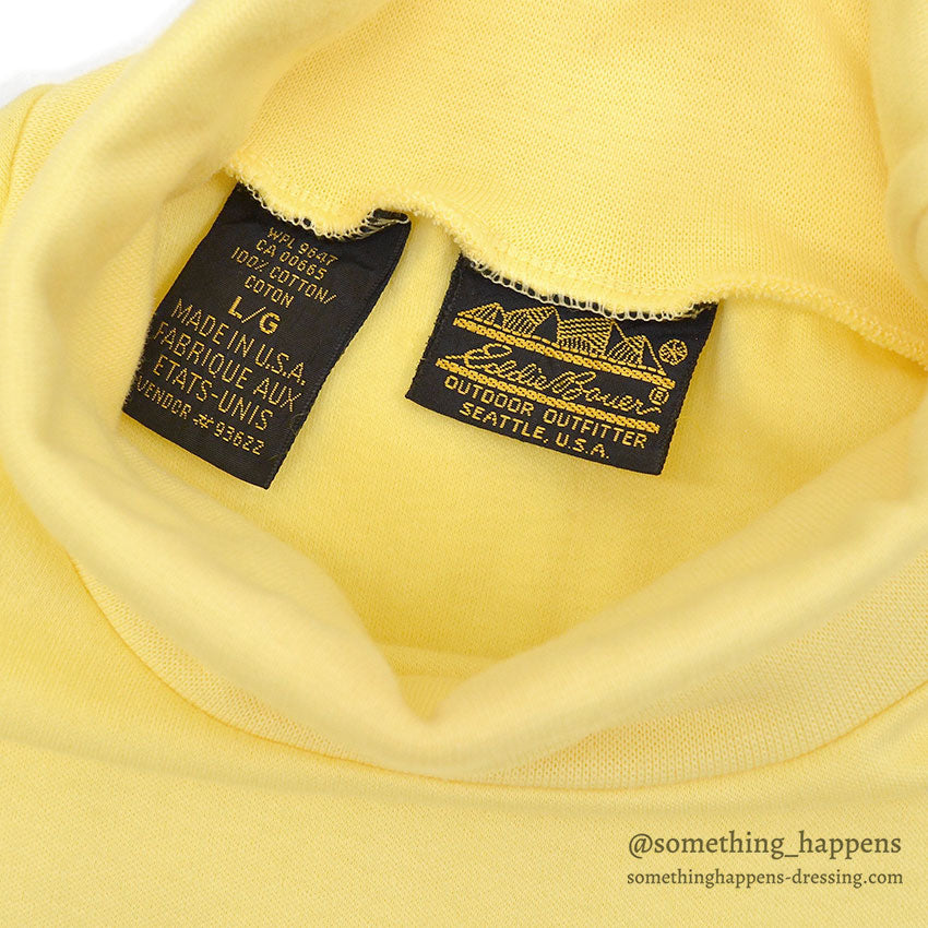 1980's~ EDDIE BAUER YELLOW TURTLE NECK TEE...L