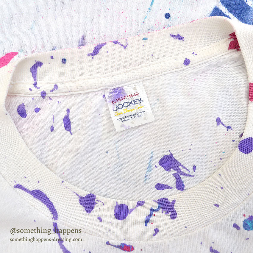 1990's JOCKEY ABSTRACT PAINT & PEACE , HONEY SKULL T-SHIRT ... XL