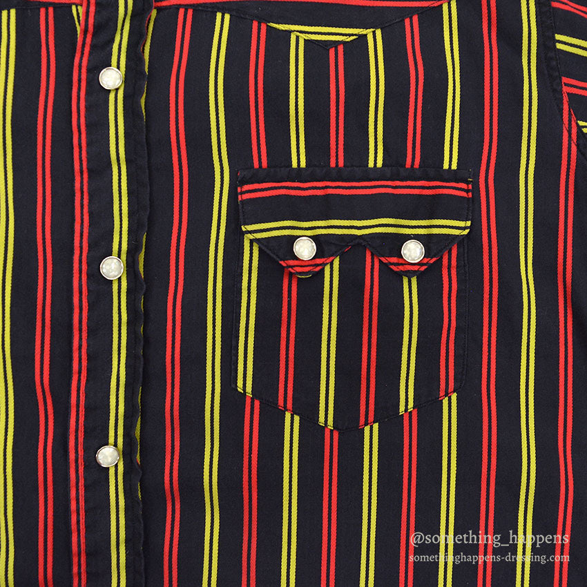 1950's GLENGARIFF BLACK & STRIPES WESTERN SHIRT...