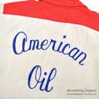1960's THE CONQUEROR CHAIN ​​STITCH TWO-TONE BOWLING SHIRT...M