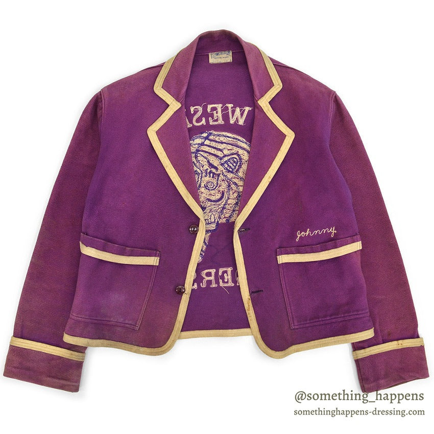 ~1940's TSLANKFORD & SONS IOWA WESLEYAN TIGER EMBROIDERY MOLESKIN JACKET...