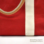 1980's L.L.BEAN CANVAS TOTE BAG LEATHER HANDLE / RED ... LARGE