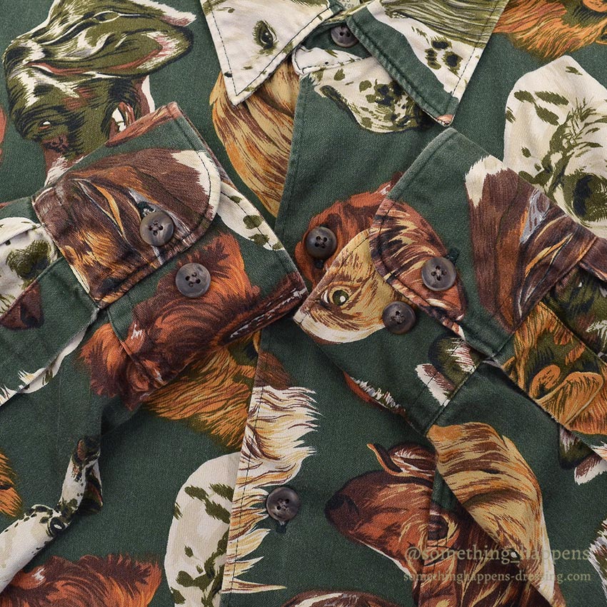 1980's BANANA REPUBLIC SAFARI & TRAVEL DOG ​​PRINT SHIRT 1 ... M