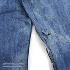 1960's MONEY BAK DENIM PAINTER PANTS SUN FADED / HAND SEWN REPAIRS ... W34/L29