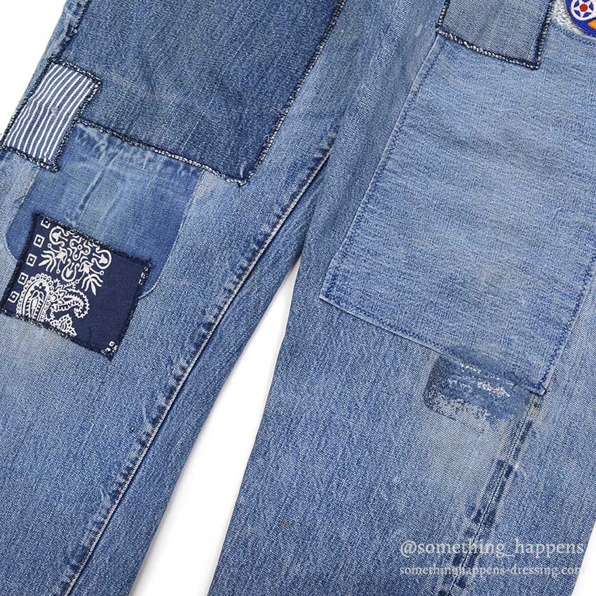 1960's LEVI'S 501 BIGE PATCHWORK / PERSONALIZED REPAIR ... W37/L29