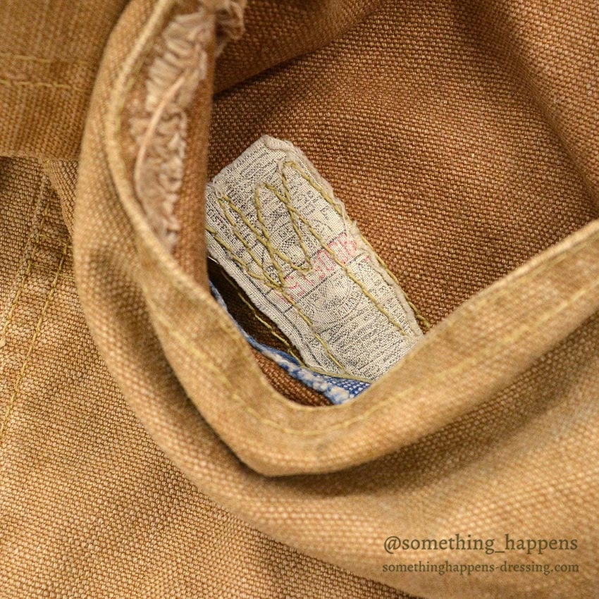 1940's~ CARHARTT DUCK DOUBLE KNEE OVERALL UNLINED / PAINT SPLATTER VIBE ... W36/L27
