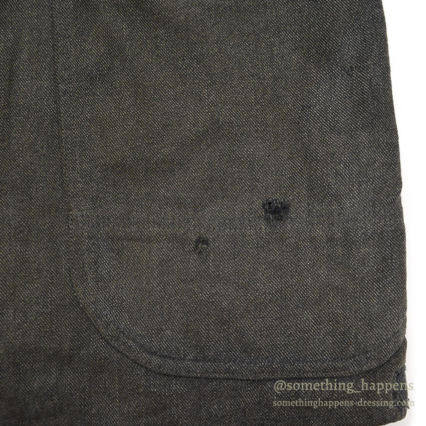 1930's MONTGOMERY WARD SALT AND PEPPER COVERALL / CHIN STRAP & SNAP BUTTON...