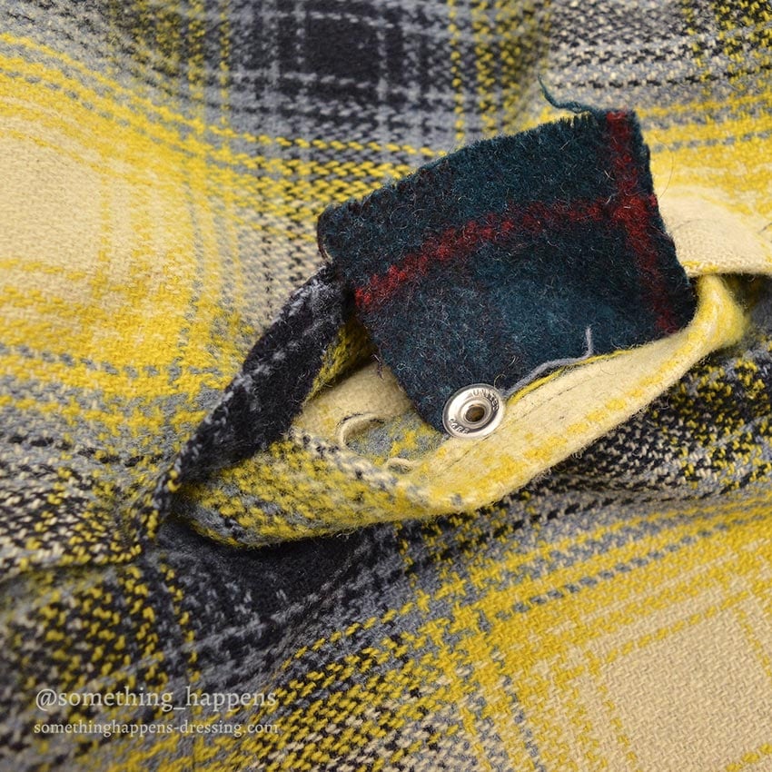 1940's~ YELLOW / BLACK PLAID DOUBLE MACKINAW WOOL JACKET / VERY RARE COLOR ...