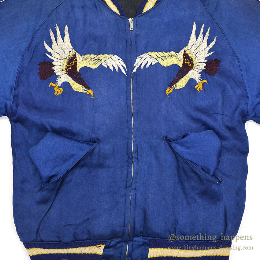 1950s JAPAN SOUVENIR JACKET (Sukajan) - Tiger Face, Mount Fuji, Eagle, Mitsuwa Zipper...