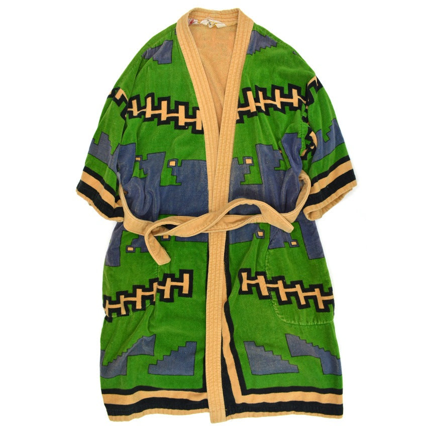 60s State-O-Maine Geometric Pattern Terry Cloth Gown...