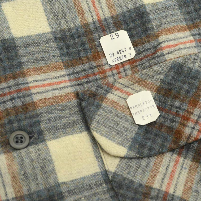 70's Deadstock PENDLETONPlaid Wool Shits  ... M