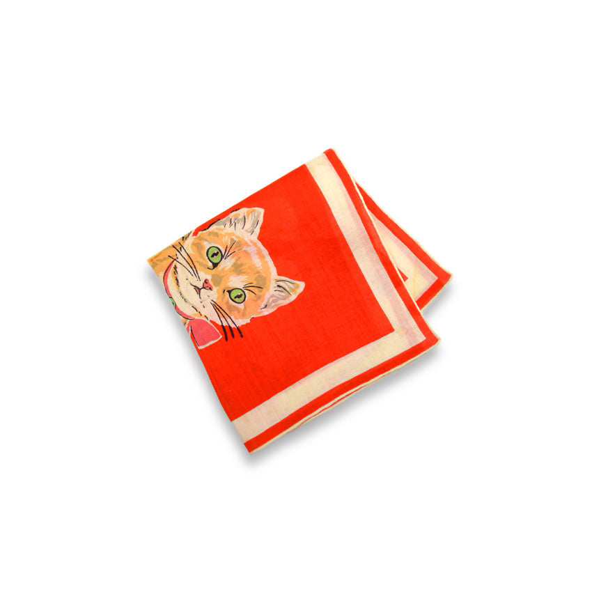 50s-style cat-themed kids' handkerchiefs, set of 3...