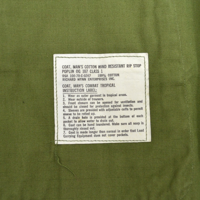 70's Deadstock US ARMY Jungle Fatigue Jacket ... SR