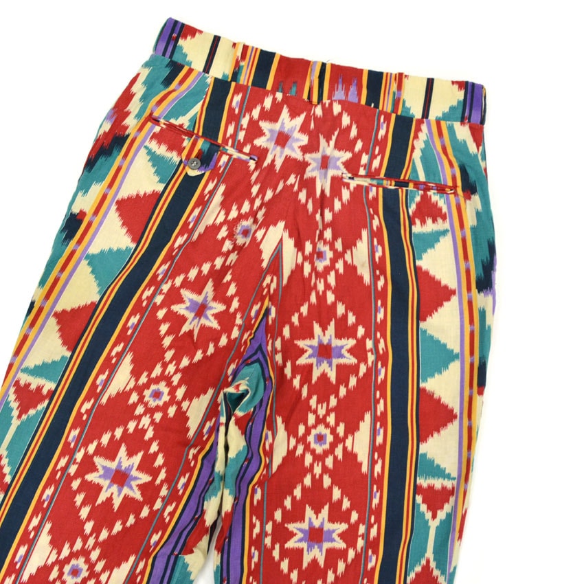 ~70's Steve Petix 'Native Pattern' Cotton Slacks...