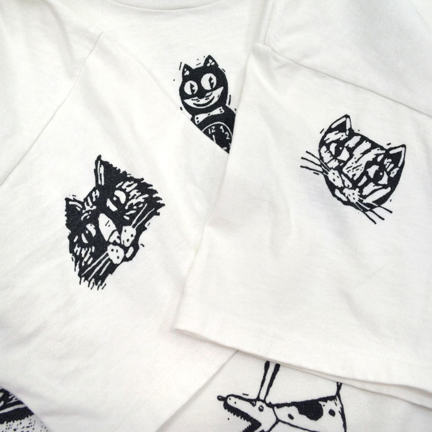 90's YOUR HEAD GOES HERE Cat Graphic T-Shirt ... L