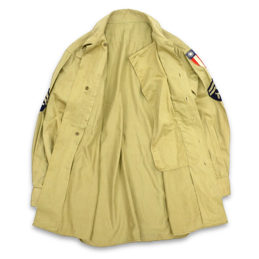 40's USAAF ww2 Pilot Officer Dress Cotton Shirt with CBI Patch...