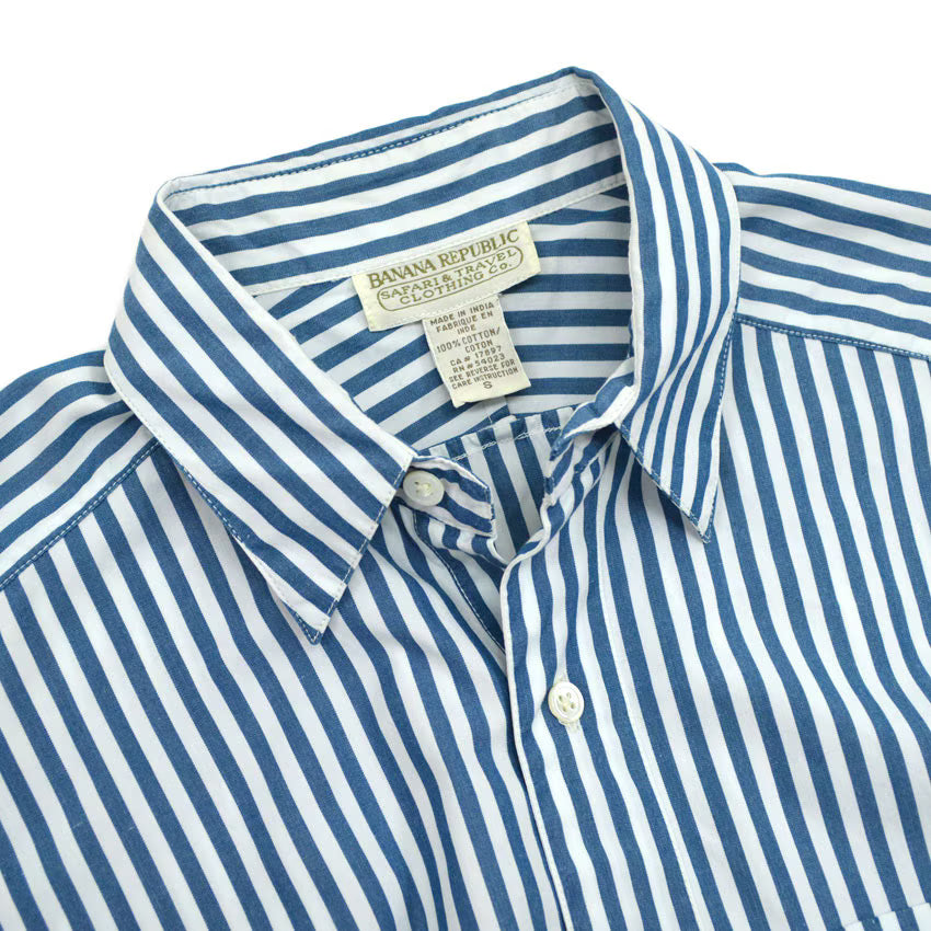 1980's BANANA REPUBLIC SAFARI & TRAVEL STRIPE SHIRT...S